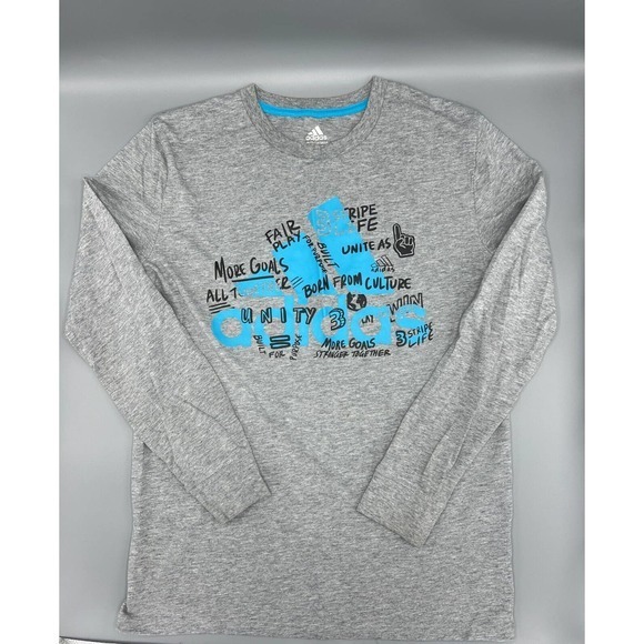 Adidas Boys Youth T-Shirt Size L (14/16) 3 Stripe Logo Kids Sports - Picture 4 of 7